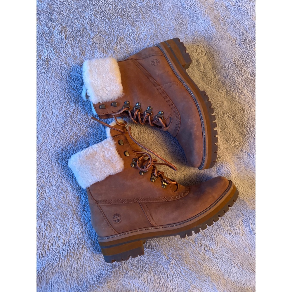 Timberland Courmayeur Valley Waterproof Shearling Boots Wheat Tan 9.5